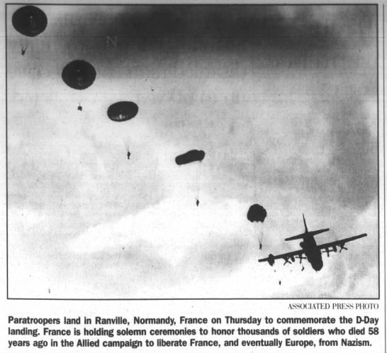Paratroopers land in Ranville, Normandy